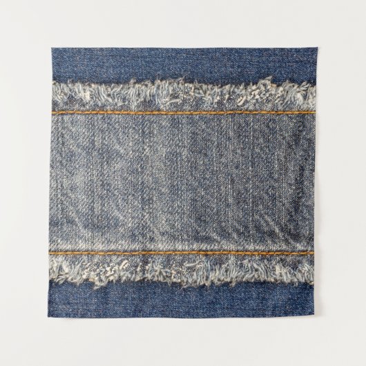 Denim Blue Jeans: Casual Doppelpatch Wandteppich (Vorderseite)