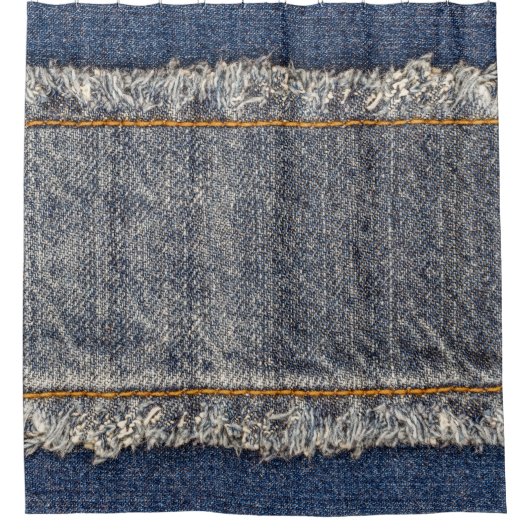 Denim Blue Jeans: Casual Double Patch Duschvorhang (Vorderseite)