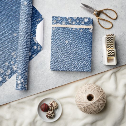 Denim Blue Jeans Diamant Geschenkpapier (Kunsthandwerk)
