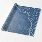 Denim Blue Jeans Diamant Geschenkpapier (Ungerollt)