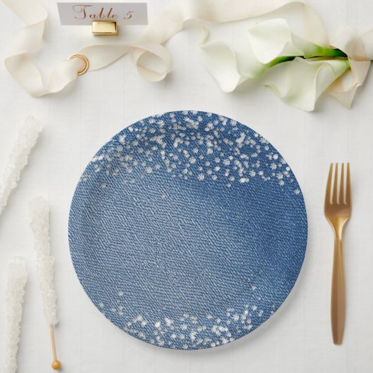 Denim Blue Jeans Diamant Pappteller (Hochzeit)