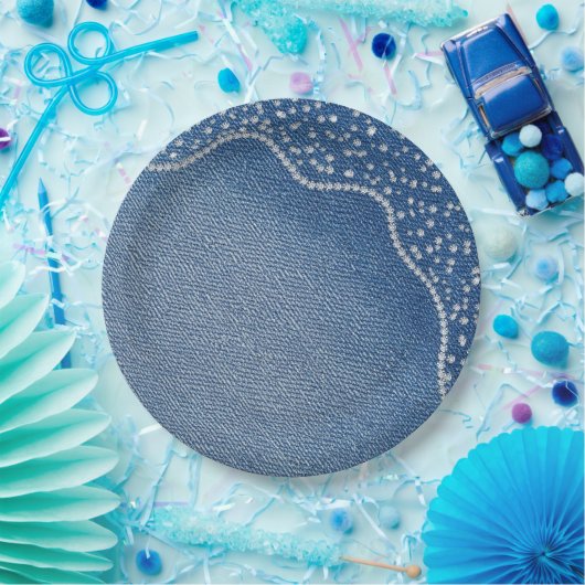 Denim Blue Jeans Diamond  Pappteller (Party)