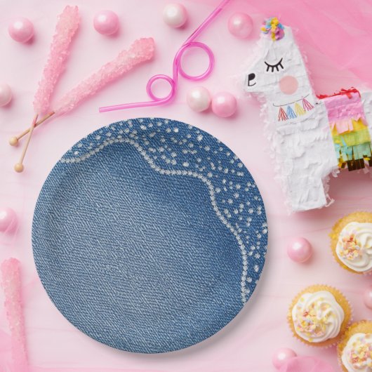 Denim Blue Jeans Diamond  Pappteller (Party)