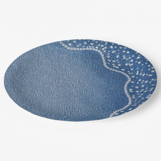 Denim Blue Jeans Diamond Pappteller (Schrägansicht)