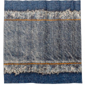 Denim blue jeans fabric frame. Bleached denim fabr Duschvorhang (Vorderseite)