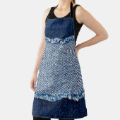 Denim blue jeans fabric frame. Bleached denim fabr Schürze (InSitu)