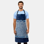 Denim blue jeans fabric frame. Bleached denim fabr Schürze (Getragen)