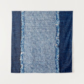 Denim blue jeans fabric frame. Bleached denim fabr Wandteppich (Vorderseite (Horizontal))