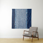 Denim blue jeans fabric frame. Bleached denim fabr Wandteppich (Beispiel (Horizontal))