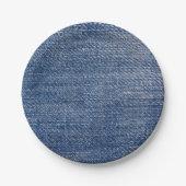 Denim Blue Jeans Imitats Texture Rustic Pappteller (Vorderseite)