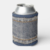Denim Blue Jeans: Lässiger Doppelpflaster Dosenkühler (Kanne Vorderseite)