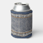 Denim Blue Jeans: Lässiger Doppelpflaster Dosenkühler (Kanne Rückseite)