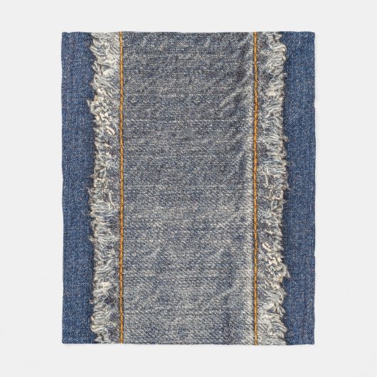 Denim Blue Jeans: Lässiger Doppelpflaster Fleecedecke (Vorderseite)