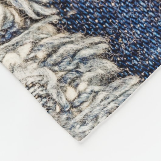 Denim Blue Jeans: Lässiger Doppelpflaster Fleecedecke (Ecke)