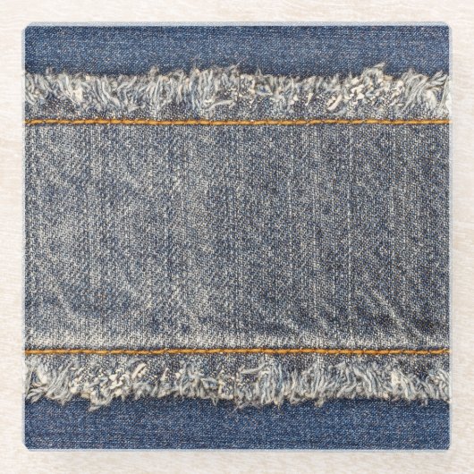 Denim Blue Jeans: Lässiger Doppelpflaster Glasuntersetzer (Vorderseite)