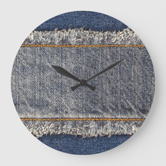 Denim Blue Jeans: Lässiger Doppelpflaster Große Wanduhr (Vorderseite)