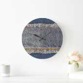 Denim Blue Jeans: Lässiger Doppelpflaster Große Wanduhr (Zuhause)