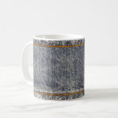 Denim Blue Jeans: Lässiger Doppelpflaster Kaffeetasse (Vorderseite Links)