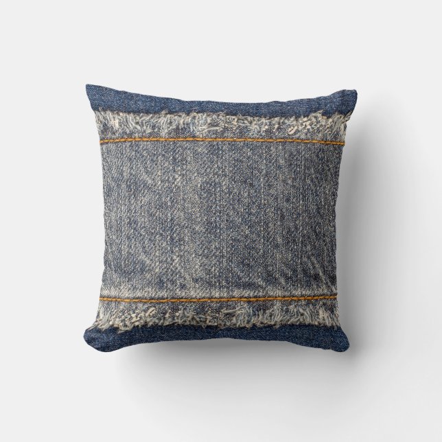 Denim Blue Jeans: Lässiger Doppelpflaster Kissen (Vorderseite)