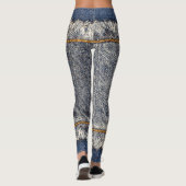 Denim Blue Jeans: Lässiger Doppelpflaster Leggings (Rückseite)