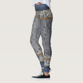 Denim Blue Jeans: Lässiger Doppelpflaster Leggings (Links)