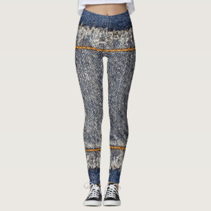 Denim Blue Jeans: Lässiger Doppelpflaster Leggings