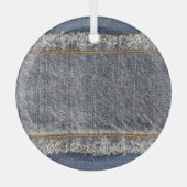 Denim Blue Jeans: Lässiger Doppelpflaster Ornament Aus Glas (Vorderseite)