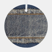 Denim Blue Jeans: Lässiger Doppelpflaster Ornament Aus Glas (Rückseite)