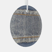Denim Blue Jeans: Lässiger Doppelpflaster Ornament Aus Glas (Vorderseite Rechts)