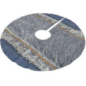 Denim Blue Jeans: Lässiger Doppelpflaster Polyester Weihnachtsbaumdecke (Schrägansicht)