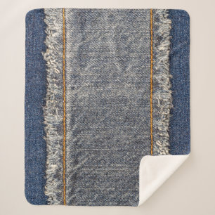 Denim Blue Jeans: Lässiger Doppelpflaster Sherpadecke