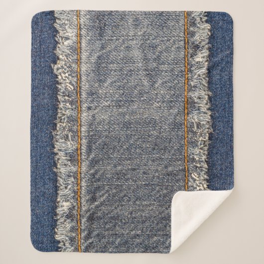 Denim Blue Jeans: Lässiger Doppelpflaster Sherpadecke (Vorderseite)