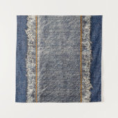 Denim Blue Jeans: Lässiger Doppelpflaster Wandteppich (Vorderseite (Horizontal))