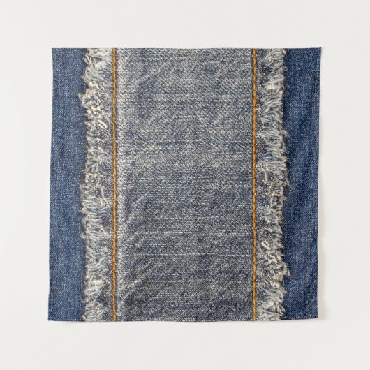 Denim Blue Jeans: Lässiger Doppelpflaster Wandteppich (Vorderseite (Horizontal))