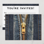 Denim Blue Jeans Print-Einladung Einladung (Vorne/Hinten)