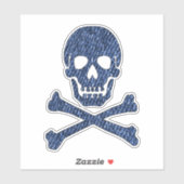 Denim Blue Jeans Style Skull Crossbones lächeln Aufkleber (Blatt)