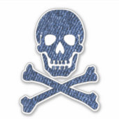 Denim Blue Jeans Style Skull Crossbones lächeln Aufkleber (Vorderseite)