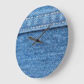 Denim Blue: Klassische Jeans Texture. Große Wanduhr (Winkel)