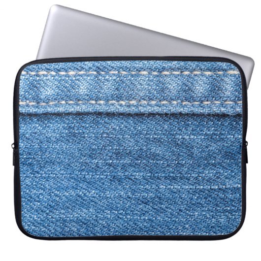 Denim Blue: Klassische Jeans Texture. Laptopschutzhülle (Vorderseite)