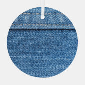 Denim Blue: Klassische Jeans Texture. Ornament Aus Glas (Rückseite)