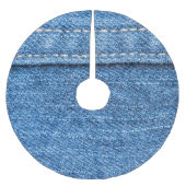 Denim Blue: Klassische Jeans Texture. Polyester Weihnachtsbaumdecke (Vorderseite)