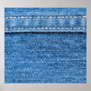 Denim Blue: Klassische Jeans Texture. Poster