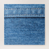 Denim Blue: Klassische Jeans Texture. Puzzle (Vertikal)