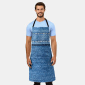 Denim Blue: Klassische Jeans Texture. Schürze (Getragen)