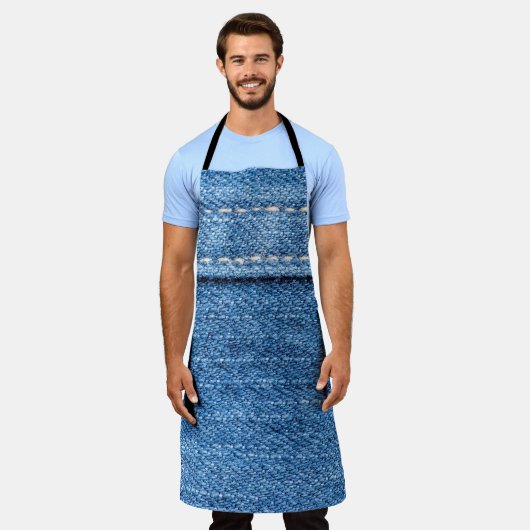 Denim Blue: Klassische Jeans Texture. Schürze (Getragen)
