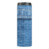 Denim Blue: Klassische Jeans Texture. Thermosbecher (Rückseite)