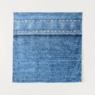 Denim Blue: Klassische Jeans Texture. Wandteppich