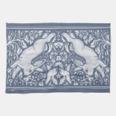 Denim Blue Leaping Rabbit Bird Floral Woodland Kit Geschirrtuch (Horizontal)