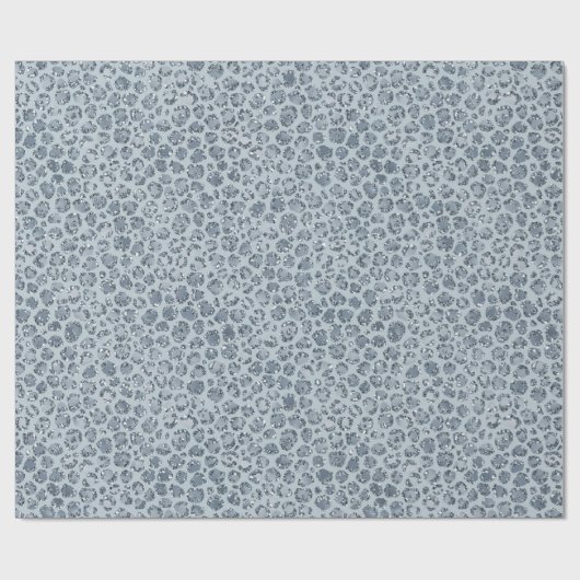 Denim Blue Leopard Print Glitzer Geschenkpapier (Flach)