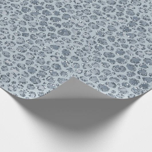 Denim Blue Leopard Print Glitzer Geschenkpapier (Ecke)
